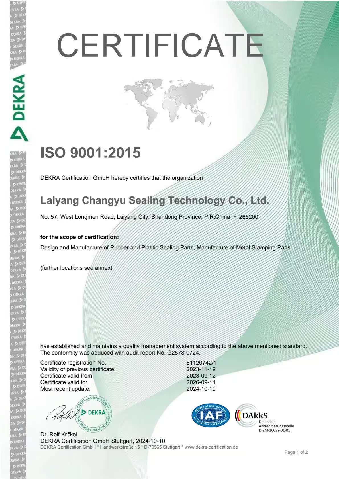 Laiyang CHY ISO9001:2015